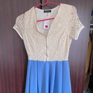 Summer Boho Flowy skater Lace zip dress